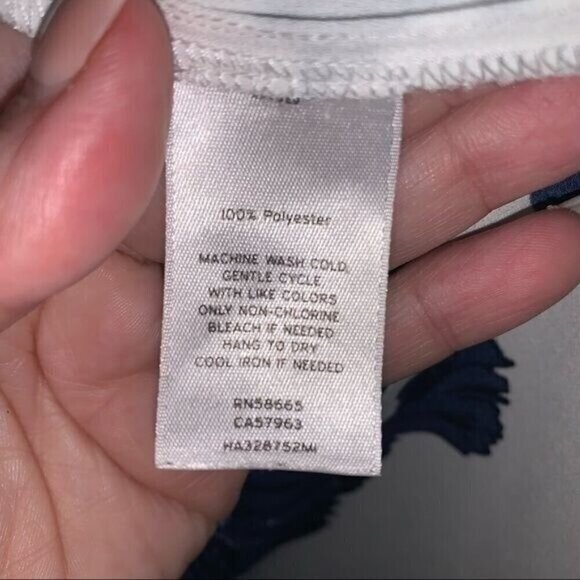 Halogen White Blue Floral Casual Long Sleeve V-Neck Pullover Blouse size Small - Picture 9 of 9